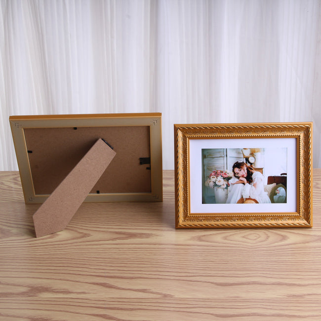 Gold Resin Picture Frame 7/6/8 in, Vintage White Mat Main Image